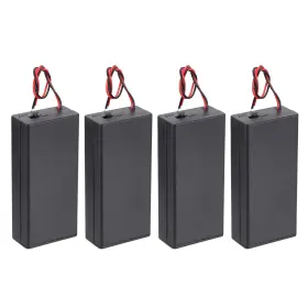 Duefixing 693974253536 4pcs 3.7v 2 Slots 18650 Battery Pack With Cover 2-wire Leads Switch Black