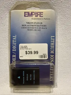 Empire Bli-422 Replacement Li-ion Battery For Nikon En-el20 1 J1 J2 J3 New
