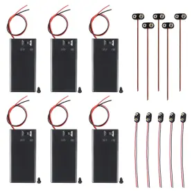 Hrsyyl 780461415451 6pcs 9v Battery Holder 9 Volt Cover Case With On/off Switch And T Type Batter