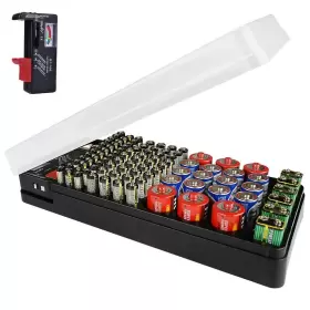 754407815957 LUEXBOX Battery Organizer Storage Holder Tester