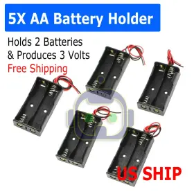 Miniduino Em-ecomp-0016-5x 5pcs Battery Holder Case Box With 3 Inch Wire Leads For 2x Series Aa Batteries 3v Us