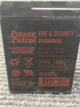 FAS0905 POWER PATROL Fire Security Volt Emergency Battery #2