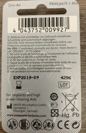 043752009927 POWERONE Hearing Aid Batteries Zinc Air #2