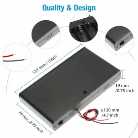 744790367072 QTEATAK Set Thicken Battery Holder Base Box Wire #2