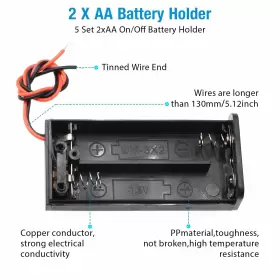 744790367133 QTEATAK Battery Holder Switch Wire Leads #3