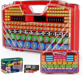 Resgkze 313103464465 Battery Organizer Storage Holder Box Case With Tester New Ultra-large 285 Batte