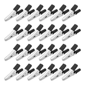 Runseaway S1446 24pcs Metal Alligator Clips Electrical Test Clamps With Insulating Black