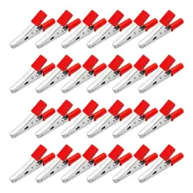 Runseaway S1447 24pcs Metal Alligator Clips Electrical Test Clamps With Insulating Covers Red