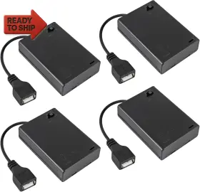 Shutao 705353100178 Aa Battery Holder 3 Slot 4.5v Case Usb Power Port On Off 4 Pack