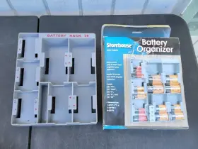 Storehouse 94695 Battery Organizer Rack 28 Slot Gray Aa Aaa C D 9v Storage Box