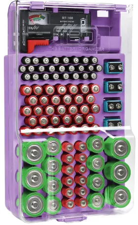 TBO7557 THE BATTERY ORGANISER Organizer Tester Cover Storage