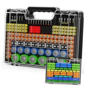 Yeenhoopy 739437745443 Battery Organizer Storage Holder Box Case With Tester Stores And Protects Black