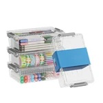 Clear Art Supply Organizer, 4 Pack Large Pencil Box, Craft Storage Case. Fixed Price $28.62.