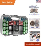 Elegant Gray Battery Storage Organizer For 180 Batteries With Tester & Clear Lid. Fixed Price $63.99.