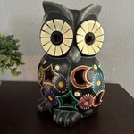 Colorful Cut-out Big Eye Owl Candle Holder Made In Mexico Terracotta 9. Fixed Price $33.00.