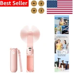 Versatile 3-in-1 Mini Fan Pink: Pocket Usb Rechargeable Cooling, Light & Charger. Fixed Price $37.53.