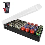 Luexbox Battery Organizer Storage Case Holder With Tester Holds 98 Pack, Black. Fixed Price $32.39.