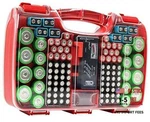 Battery Organizer Storage Case With Tester, Holds 180 Batteries, Clear Hinged. Fixed Price $37.89.