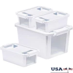 Stackable Resin Storage Box W/ Secure Latch & Clear Viewing Window Organizing Us. Fixed Price $50.49.