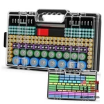 Narotood Battery Organizer Storage Holder Box Case With Tester, Ultra Black. Fixed Price $27.75.