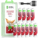 Ebl Aa Usb Rechargeable Battery 1.5v Li-ion 3500mwh Double A Batteries+cable Lot. Fixed Price $672.59.